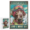 1000 PCS Wood Jigsaw Puzzles for Adults Ski Bulldog Skiing The Mountains are Calling and I Must Go Vertical Puzzles for Adults Games Educational Toys Gifts view 1