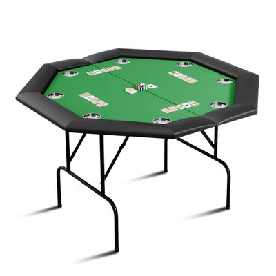 Poker Table Foldable, Casino Leisure Texas Holdem Game Table with 8 Deep Stainless Steel Cup Holders, Portable 8 Players Octagon Blackjack Gaming Table, for Family Games, Club, Outdoor Camping