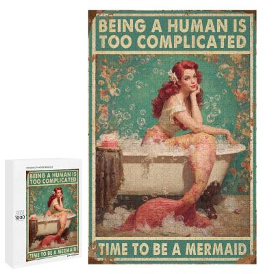 1000 PCS Wood Jigsaw Puzzles for Adults Mermaid Being A Human is Too Complicated Puzzles for Adults Games Educational Toys Gifts