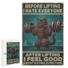 1000 PCS Wood Jigsaw Puzzles for Adults Black Cat Gym Before Lifting I Hate Everyone Puzzles for Adults Games Educational Toys Gifts view 1