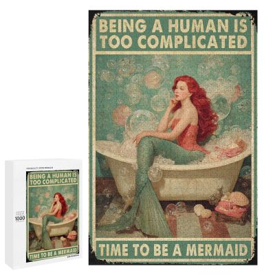 1000 PCS Wood Jigsaw Puzzles for Adults Mermaid Time to Be A Mermaid Restaurant Shop Best Idea Puzzles for Adults Games Educational Toys Gifts