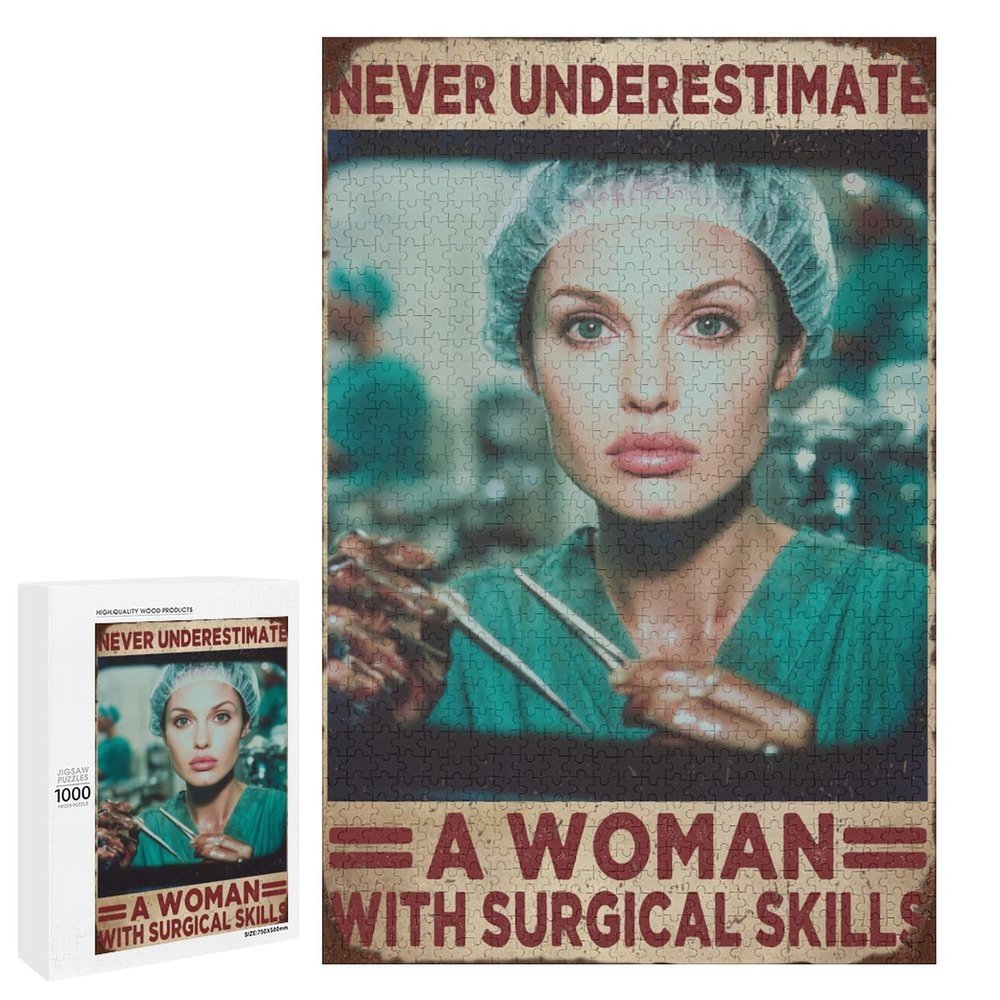 1000 PCS Wood Jigsaw Puzzles for Adults Surgeon Never Underestimate A Woman with Surgical Skill Puzzles for Adults Games Educational Toys Gifts