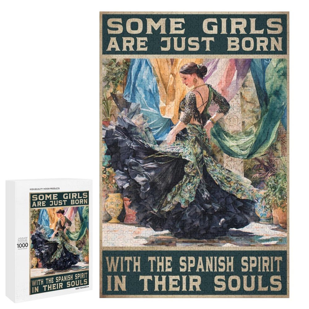 1000 PCS Wood Jigsaw Puzzles for Adults Some Girl are Just Born with The Spanish Spirit in Their Souls Puzzles for Adults Games Educational Toys Gifts