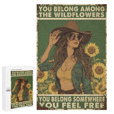 1000 PCS Wood Jigsaw Puzzles for Adults You Belong Among The Wildflowers Somewhere Feel Free Sunflower Puzzles for Adults Games Educational Toys Gifts