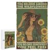 1000 PCS Wood Jigsaw Puzzles for Adults You Belong Among The Wildflowers Somewhere Feel Free Sunflower Puzzles for Adults Games Educational Toys Gifts view 1