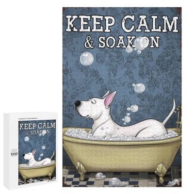 1000 PCS Wood Jigsaw Puzzles for Adults Dog Keep Calm and Soak On Puzzles for Adults Games Educational Toys Gifts