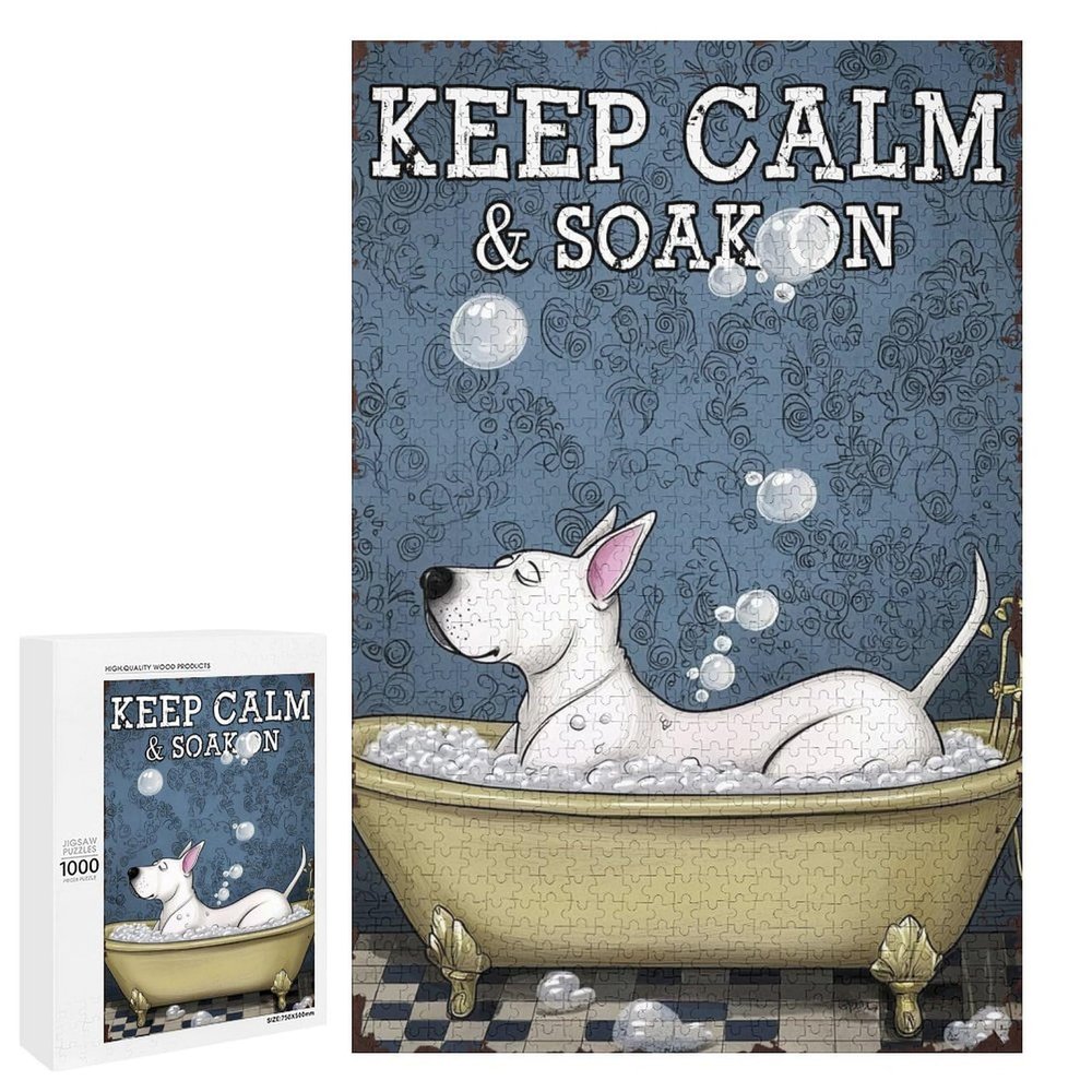 1000 PCS Wood Jigsaw Puzzles for Adults Dog Keep Calm and Soak On Puzzles for Adults Games Educational Toys Gifts