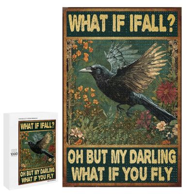 1000 PCS Wood Jigsaw Puzzles for Adults Crow What If I Fall Bedroom Puzzles for Adults Games Educational Toys Gifts