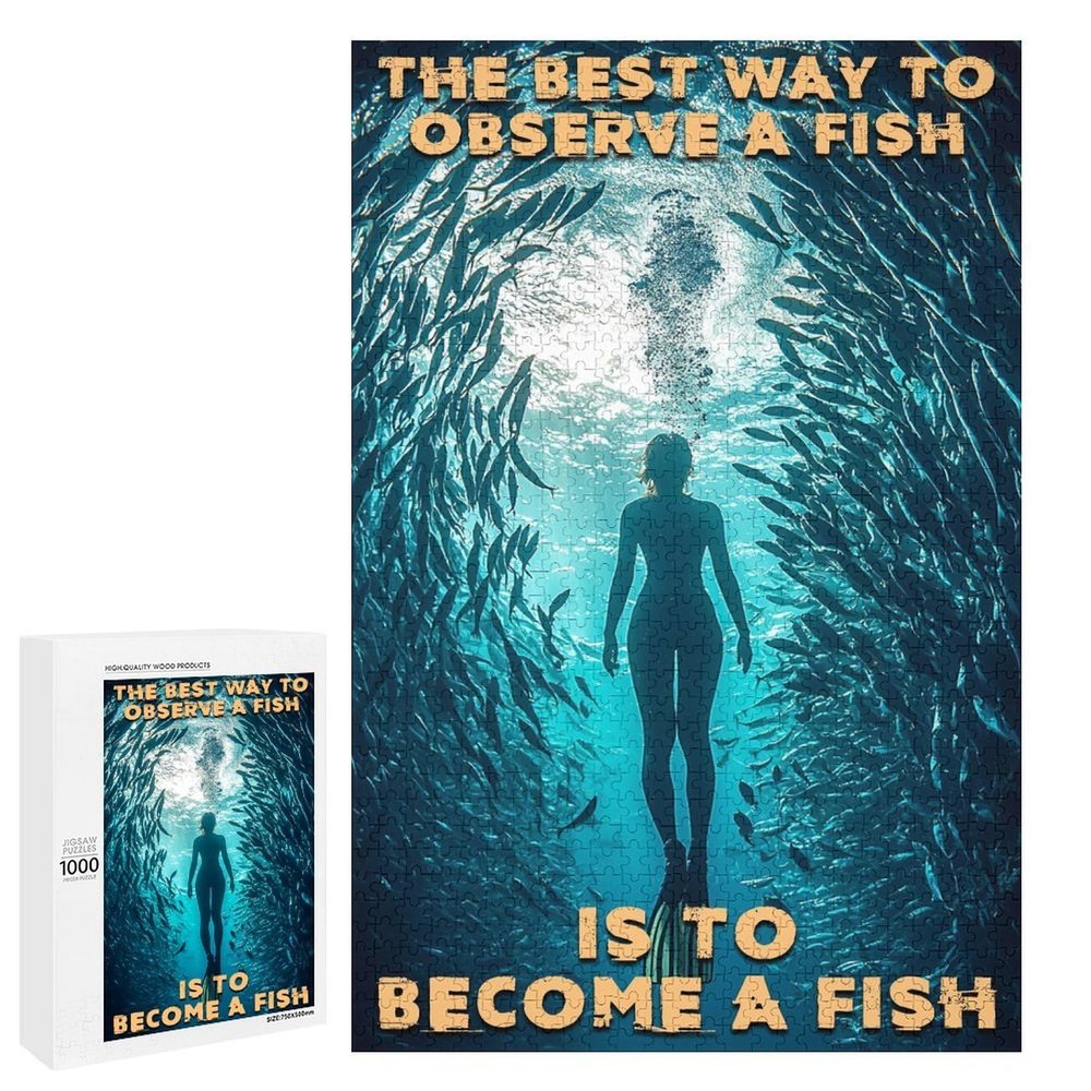 1000 PCS Wood Jigsaw Puzzles for Adults Rustic Ocean Scuba Diving The Best Way to Observe A Fish Marine Theme Puzzles for Adults Games Educational Toys Gifts