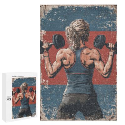 1000 PCS Wood Jigsaw Puzzles for Adults Fitness Woman Lifting Weights Gym Puzzles for Adults Games Educational Toys Gifts