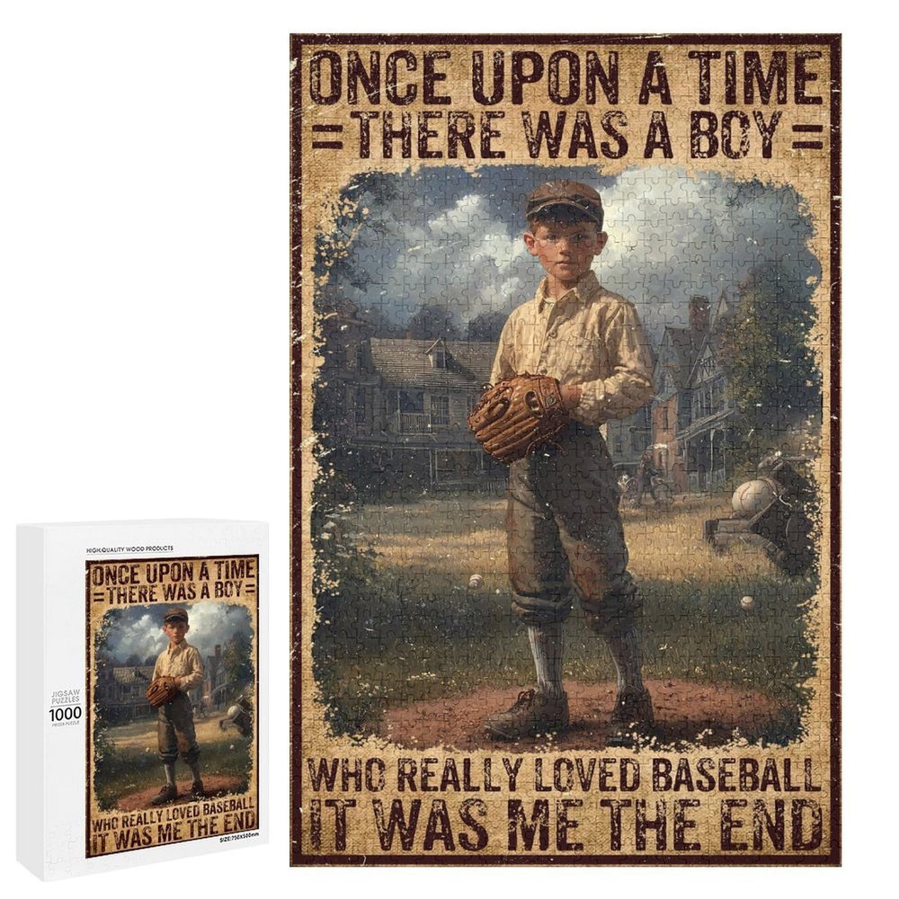 1000 PCS Wood Jigsaw Puzzles for Adults Baseball Once Upon A Time There was A Boy Who Really Loved Baseball Puzzles for Adults Games Educational Toys Gifts