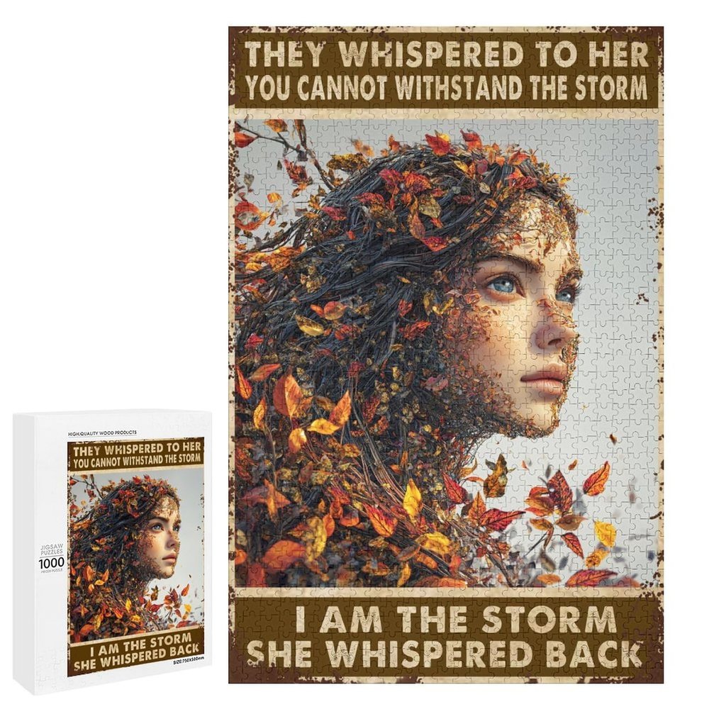 1000 PCS Wood Jigsaw Puzzles for Adults I Am The Storm They Whispered to Her You Cannot Withstand The Storm Puzzles for Adults Games Educational Toys Gifts