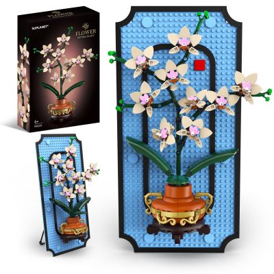 Suplanet Orchid Flower Building Set with Vase for Adults, Botanical Collection Artificial Flower Blocks Kit, 3D Flowers Wall Art Home Office Decoration or Table Display, Ideal Gift (531PCS)