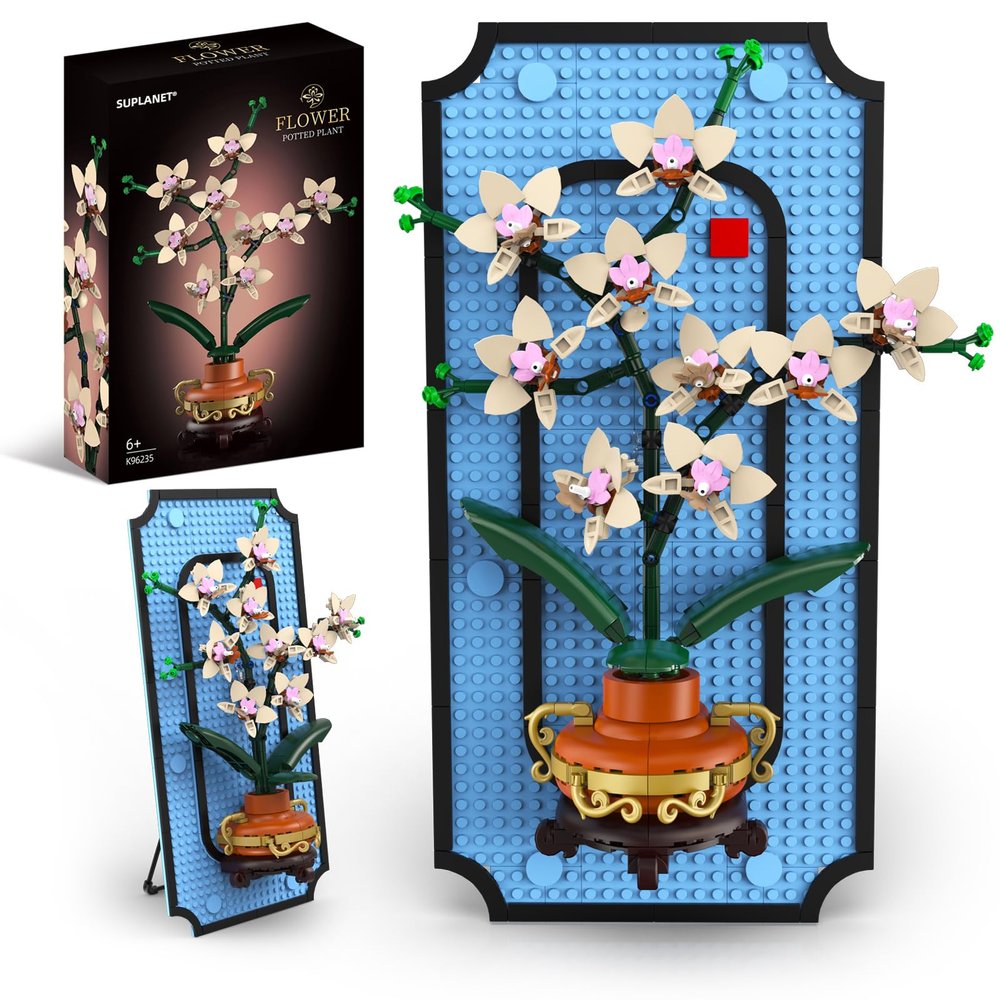 Suplanet Orchid Flower Building Set with Vase for Adults, Botanical Collection Artificial Flower Blocks Kit, 3D Flowers Wall Art Home Office Decoration or Table Display, Ideal Gift (531PCS)