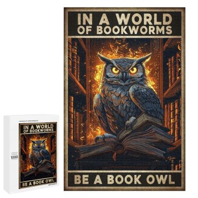 1000 PCS Wood Jigsaw Puzzles for Adults Owl in A World Full of Bookworms Be A Book Owl Puzzles for Adults Games Educational Toys Gifts