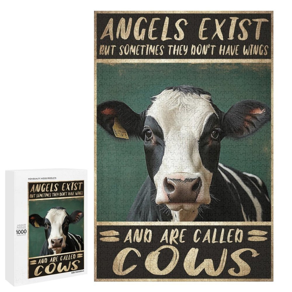 1000 PCS Wood Jigsaw Puzzles for Adults Angels Exist But Sometimes They DonT Have Wings and are Called Cows Puzzles for Adults Games Educational Toys Gifts