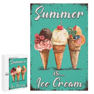 1000 PCS Wood Jigsaw Puzzles for Adults Summer is... Ice Cream Puzzles for Adults Games Educational Toys Gifts