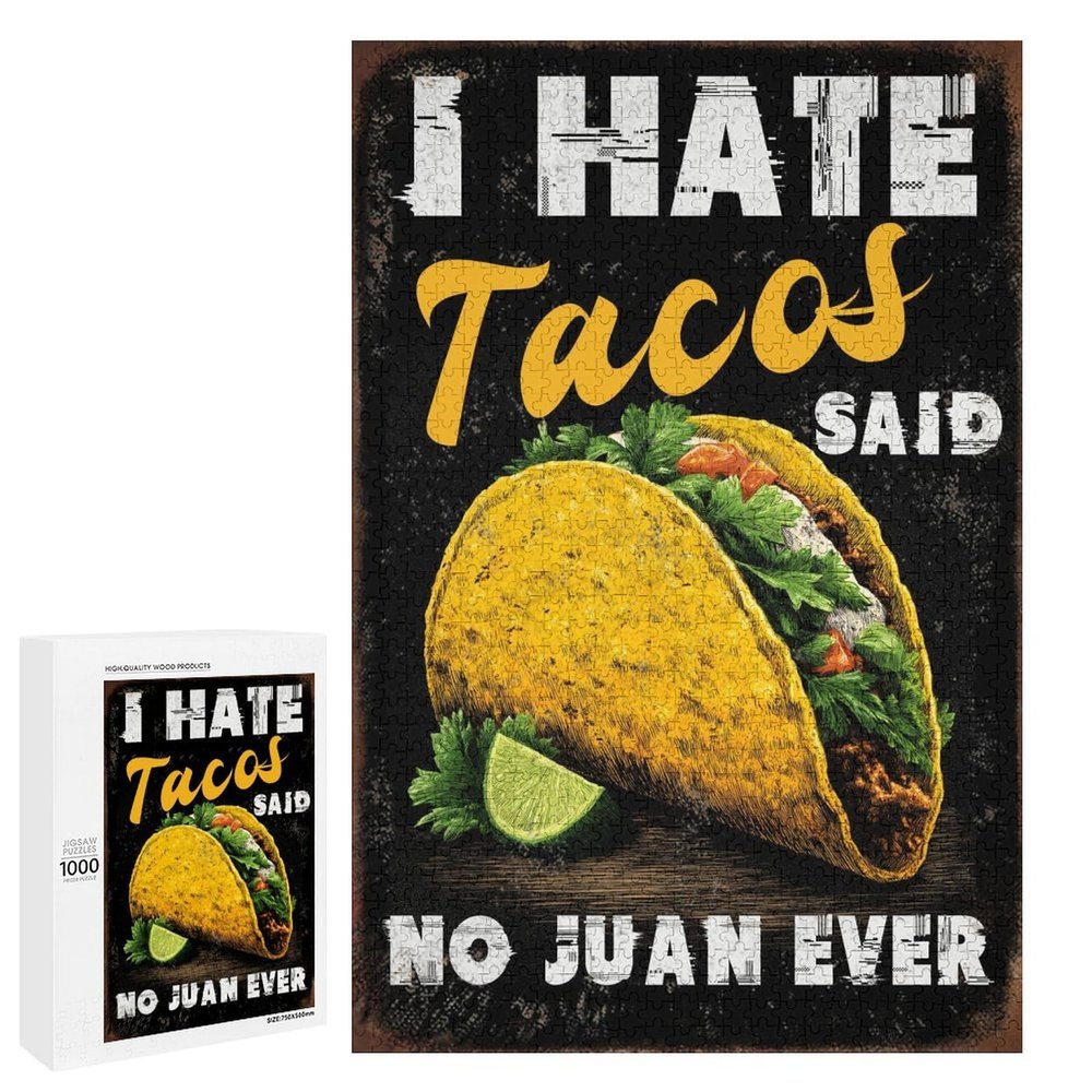 1000 PCS Wood Jigsaw Puzzles for Adults I Hate Tacos Puzzles for Adults Games Educational Toys Gifts