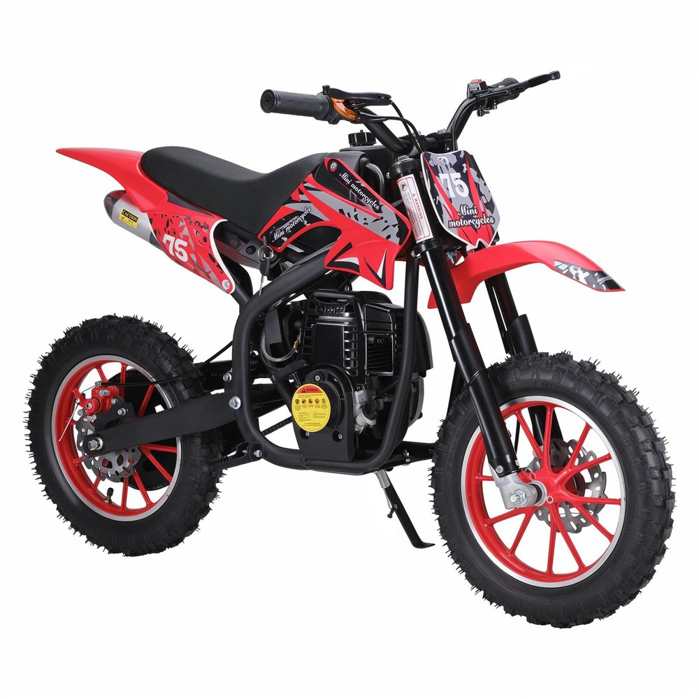 50cc Dirt Bike for Kids 8-14, 4-Stroke Gas-Powered Mini Bike with Shock Absorption & Soft Seat, Up to 25 MPH Off-Road Motorbike with Terrain Tires, Ideal Youth Pit Bike for Beginners
