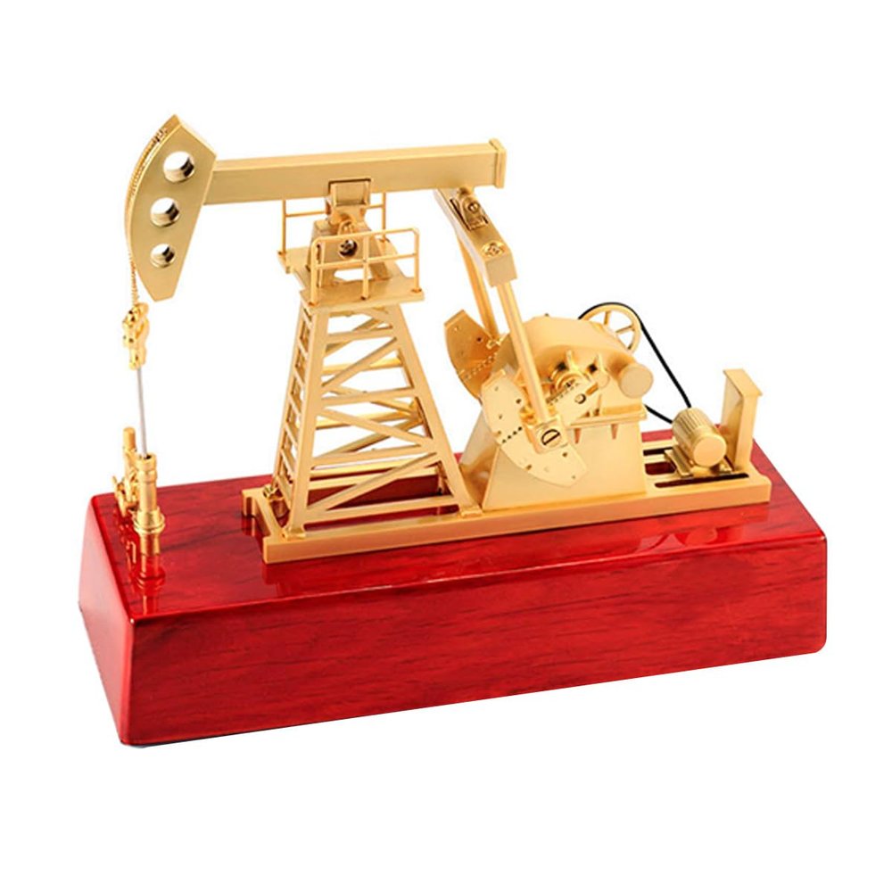 3D Electric Metal Oil Well Pump Jack Model, DIY Industrial Mechanical Model Toy Gift, Creative Desktop Ornament Decoration, Science Eductional Toy