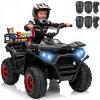 24V 4WD Kids ATV, Ride On Toy Car w/Kneepads, Music, LED Lights, 5Mph Max Speed, Rear Storage Rack, Spring Suspension, Safe Soft Start&Brake, Kids 4 Wheeler for Kids Boys Girls, L Black view 1