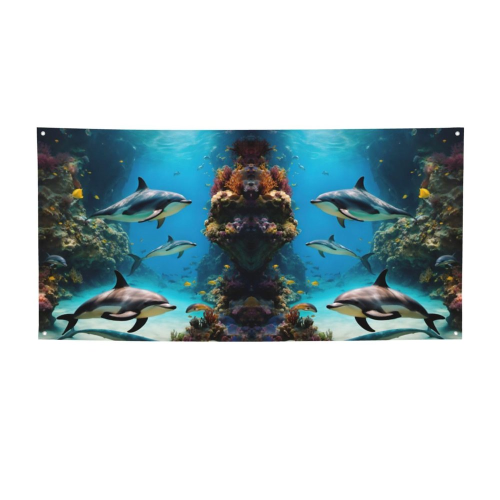 3d Underwater World Fish Dolphi Print Versatile Party Banner,Birthday Party Decorations,Innovative Designs For All Occasions