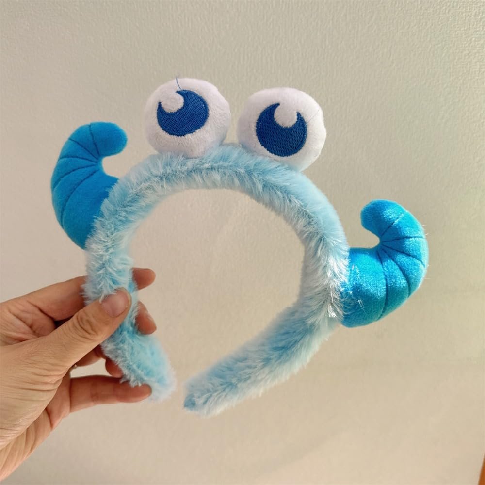Animal Ears Headband, Warthog Costume Headpiece for Kids Party, Funny Cartoon Themed Birthday, Carnival, Dress Up Hair Accessories (Light Blue Croissants - Headband)