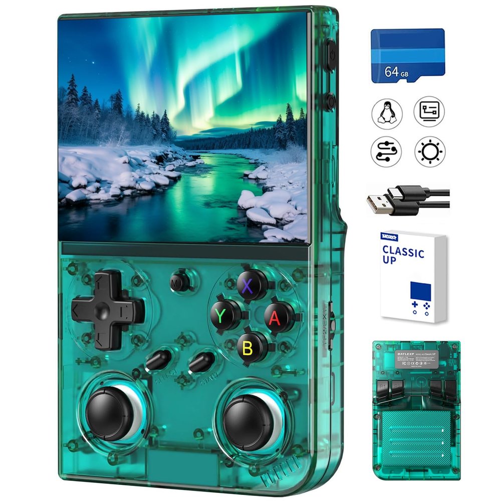 Classic Up Retro Handheld Game Console,Portable Game with 3.5 Inch IPS Screen,with 64G TF Card Pre-Installed 4353 Games Supports 5G WiFi Bluetooth HDMI and TV Output 35XXPRO