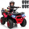 24V 4WD Kids ATV, Ride On Toy Car w/Kneepads, Music, LED Lights, 5Mph Max Speed, Rear Storage Rack, Spring Suspension, Safe Soft Start&Brake, Kids 4 Wheeler for Kids Boys Girls, L Red view 1