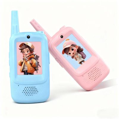 Video Walkie Talkies for Kids, 2 Pack Rechargeable Intercome with HD Camera & Voice Changer, Long Range Gift Toys for Boys & Girls Ages 3-8 for Outdoor Play, Camping, Travel, Hiking