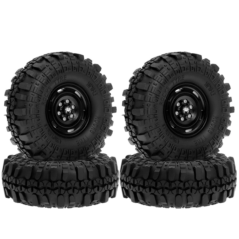 1.9-inch RC Crawler Rubber Tires with Aluminum Wheel Rims Set OD: 108mm For upgrading 1/10 RC Crawler cars, TRX-4, 6 D90, KO3, TF2, VS4-10,CC01 90047 SCX10III Gen8 / 4 pcs (R423)