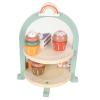 ZJchao Wooden Afternoon Tea Toys Cake Pastry Tower Two Tier Dessert Treats Stand Parent Child Interaction Play Set Composite Wood 25.5 x 19.7 x 19.7cm view 2