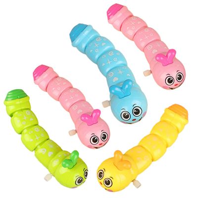 PHENOFICE 5Pcs Wind-up Clockwork Caterpillar for Creative Crawling Animal Educational Sensory with Safe Smooth Plastic Design for Hand-Eye Coordination Development Random Color
