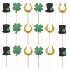 HINTRMENT 24pcs St Patrick's Day Shamrock Cake Toppers Clover Hat Picks for Cupcakes Dessert Party Decorations Food-grade Lightweight Indoor Outdoor Use view 1