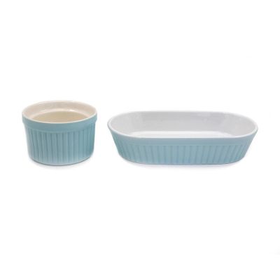 LLTCMAOYI Montessori Ceramic Baking Bowl Set, High-Temperature Resistant Ceramic Kitchenware,Blue