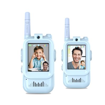 Video Walkie Talkies for Kids, Handheld 2 Pack Rechargeable Kids Video walkie talkies,Long Range Ideal for Family Games, Outside, Camping, Hiking (Blue)