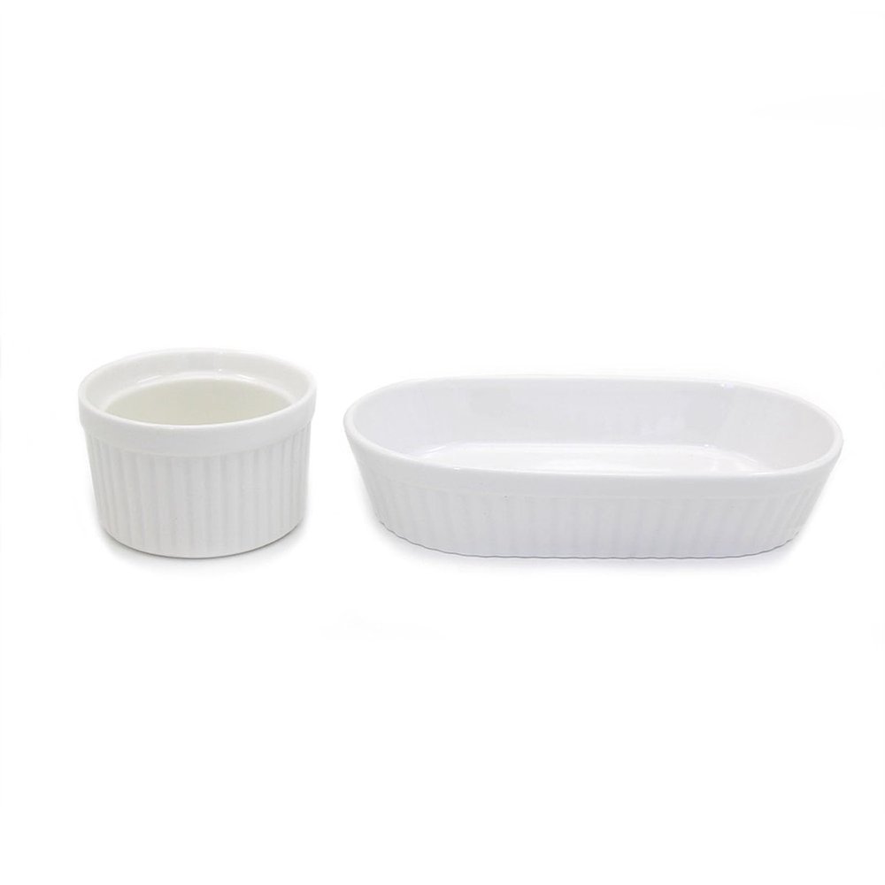 LLTCMAOYI Montessori Ceramic Baking Bowl Set, High-Temperature Resistant Ceramic Kitchenware,White