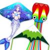 3 Piece Set Mermaid Delta Octopus Kites for Kids and AdultsEasy to Fly for Beginner, Outdoor Kite for Boys & Girls Toy,Perfect for Beaches and Parks & Family Fun (Forest+Octopus+Celadon Mermaid, 3) view 1