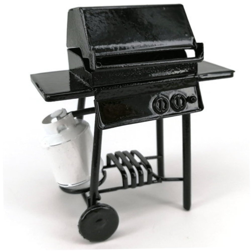 1 12 Scale Dollhouse Accessories, Metal BBQ Grill Mini Dollhouse Accessories with Gas Tank, DIY Miniature for Decoration