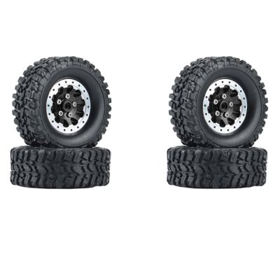 RC Tires Tyres Wheels Compatible with WPL C14 C24 B14 B24 B36 for MN D90 MN99S RC Car Upgrade Parts 4Pcs Metal Beadlock Wheel Hub Rim and Rubber Tire Set