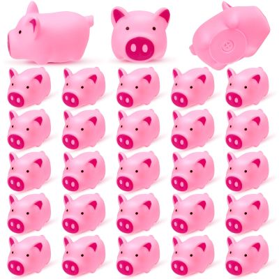 25PCS Mini Pink Squeaky Pigs, Floating Squeaky Bath Props for Shower Birthday Party Favors, Tiny Cute Rubber Pigs for Party Decorations, Prizes Supplies