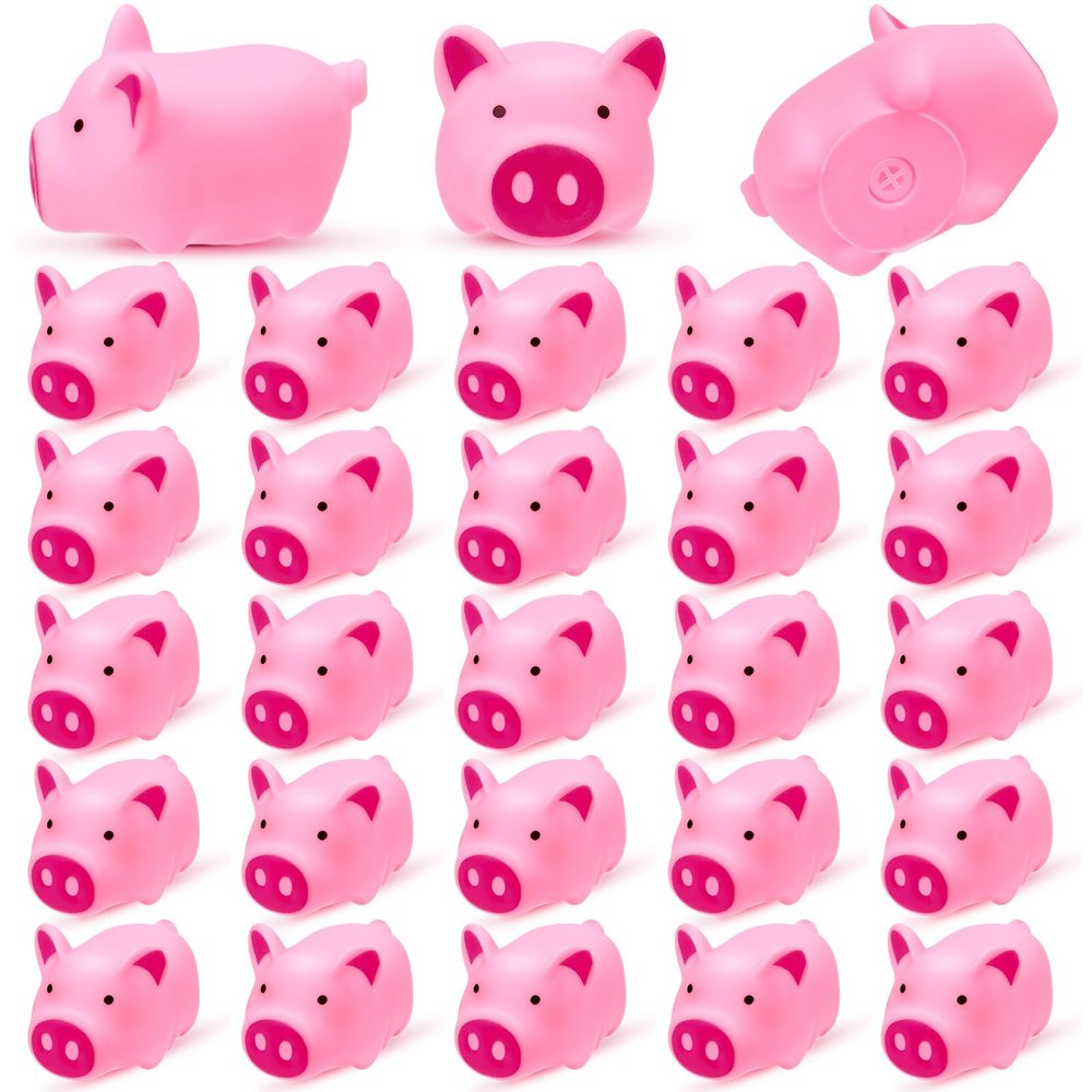 25PCS Mini Pink Squeaky Pigs, Floating Squeaky Bath Props for Shower Birthday Party Favors, Tiny Cute Rubber Pigs for Party Decorations, Prizes Supplies