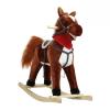 Rocking Horse Plush Animal on Wooden Rockers, Ride-On Rocking Horse Chair with Musical Sounds, Moving Mouth and Wagging Tail, 110 Lbs Weight Capacity (Dark Brown-Middle) view 1