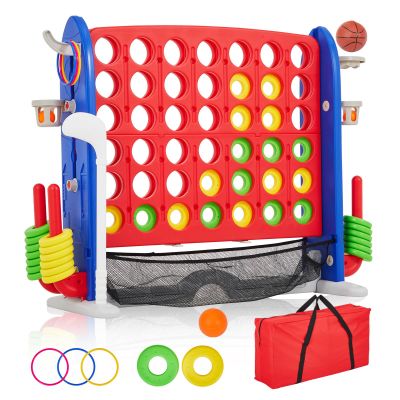 4 in a Row Tabletop Game, 3.6 Ft 4 to Score Game for Kids & Adults, Indoor/Outdoor Family Yard, Portable Giant 4 Row Game with Carrying Bag for Home, Picnic & Travel, 4-in-1 Version