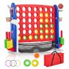 4 in a Row Tabletop Game, 3.6 Ft 4 to Score Game for Kids & Adults, Indoor/Outdoor Family Yard, Portable Giant 4 Row Game with Carrying Bag for Home, Picnic & Travel, 4-in-1 Version view 1