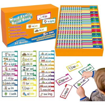 30 Read and Rhyme Flip Books,Word Family Build Book,ABC Vocabulary Flash Cards,Learn to Read Phonics Flash Cards,for Kids 3-5 - Builds Foundational Reading Skills,Vocabulary Building