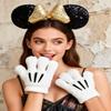 A Miaow Black Mouse Ears Headband 3D Glitter Sequins Bow White Cartoon 4-Finger Mice Hand Glove Set for Cosplay Costume Party (Black and Golden Set) view 3