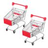 Healeved 2Pcs Mini Shopping Cart Toys for Kids Role Play Small Trolley Basket for Desktop Decor and Sundries Storage Plastic Model 4.72 x 4.52 x 3.34 inches (Silver) view 1