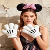 A Miaow Black Mouse Ears Headband 3D Glitter Sequins Bow White Cartoon 4-Finger Mice Hand Glove Set for Cosplay Costume Party (Black and Pink Set) view 4
