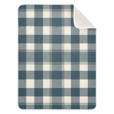 WELLDAY Retro Blue Checkered Baby Blanket, Ultra Soft Cozy Infant Toddler Newborn Baby Blankets for Crib Stroller, 30''x40'' Unisex